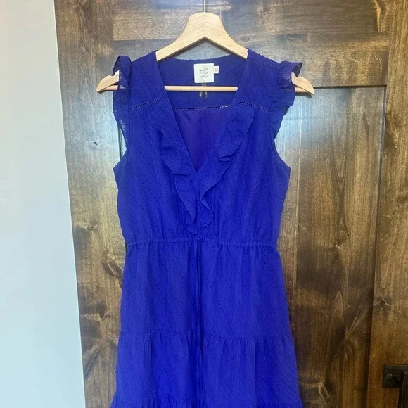 HD in Paris Royal Blue Ruffle Dress Women 0 Sleeveless Fit
Flare Anthropologie - Picture 3 of 9